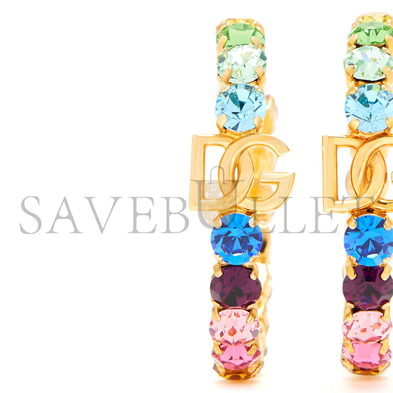 DOLCE&GABBANA DG LOGO RHINESTONE HOOP EARRINGS WEO6C2W111187579